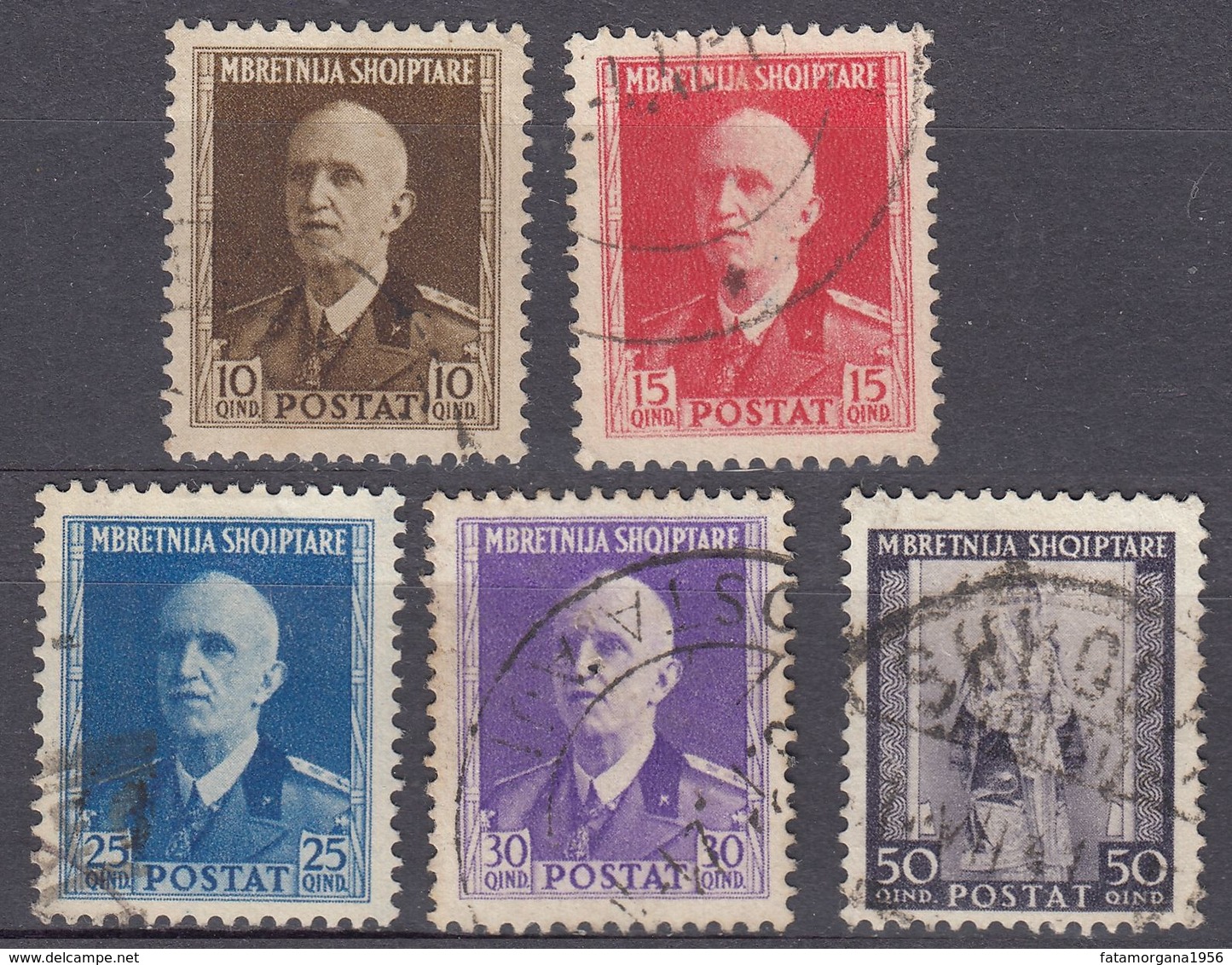 ALBANIA - 1939/1940 -  Lotto Di 5 Valori Usati: Yvert  261/265. - Albania