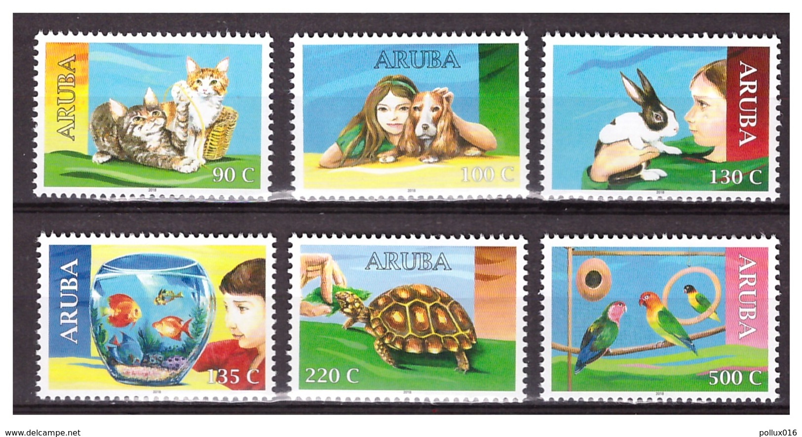 Aruba 2018 Huisdieren Pets Cat Dog Rabbit Goldfish Turtle Parrot MNH - Curaçao, Nederlandse Antillen, Aruba