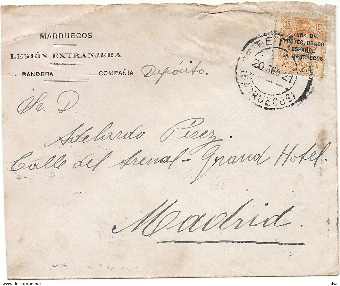 ESPAÑA.CARTA CIRCULADA AÑO 1921 TETUAN-MADRID. - Cartas & Documentos