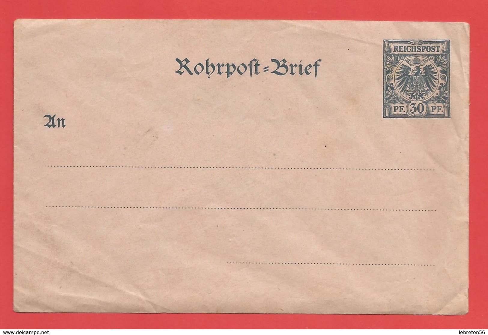 Enveloppe Timbrée ( Format: 12,5 X 9 Cm ) ROHRPFT=BRIEF Reichspost PF.30 PF.  Voir Photo - Briefe U. Dokumente