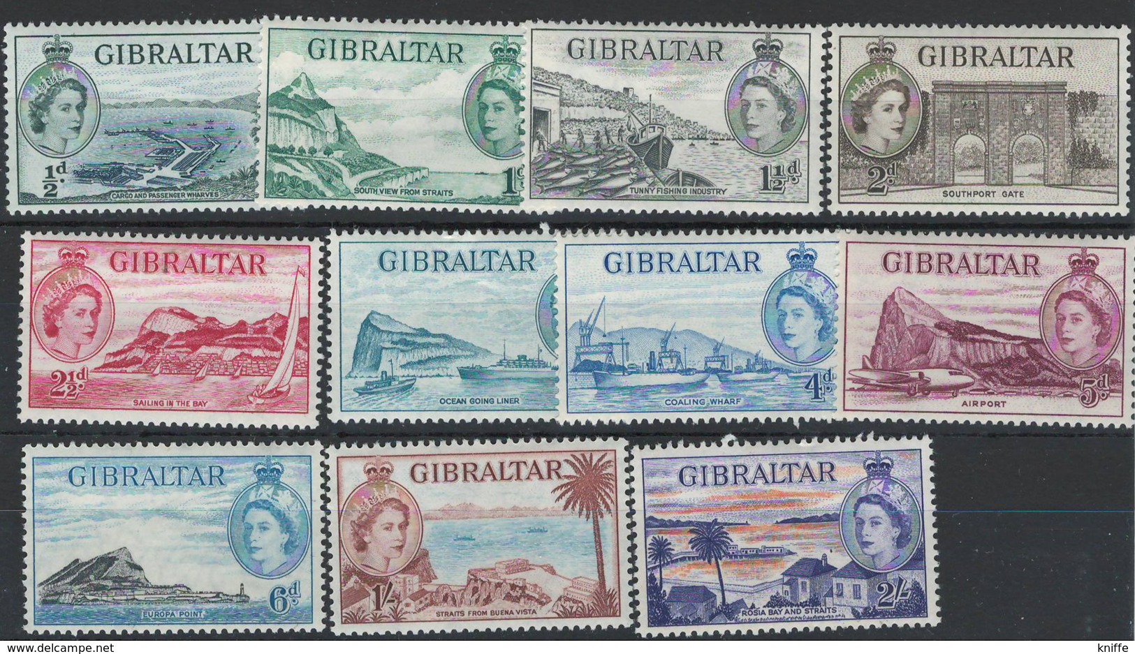 Gibraltar 1953 Queen Elizabeth II - Selection - MH, Mint Light Hinged - AS-10 - Gibraltar