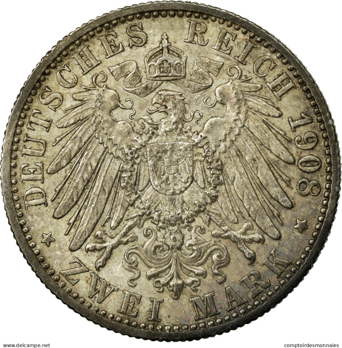 Monnaie, Etats Allemands, WURTTEMBERG, Wilhelm II, 2 Mark, 1908, Freudenstadt - Otros & Sin Clasificación