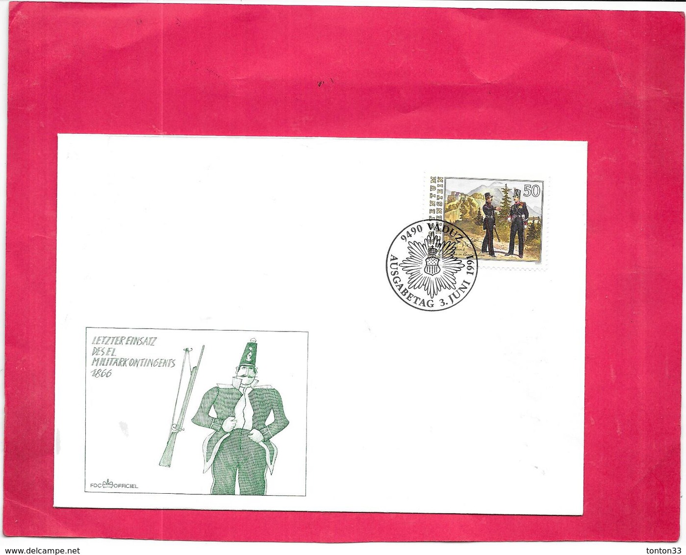 LIECHTENSTEIN - Enveloppe Premier Jour - LOT De 3 - Letzter Einsatz Des El Militark Ontingents 1866   - - Lettres & Documents