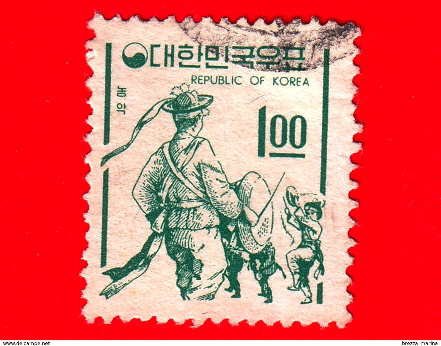 COREA Del SUD - Usato - 1966 - Simboli Del Paese - Folk Dancers - 1 - Corea Del Sud