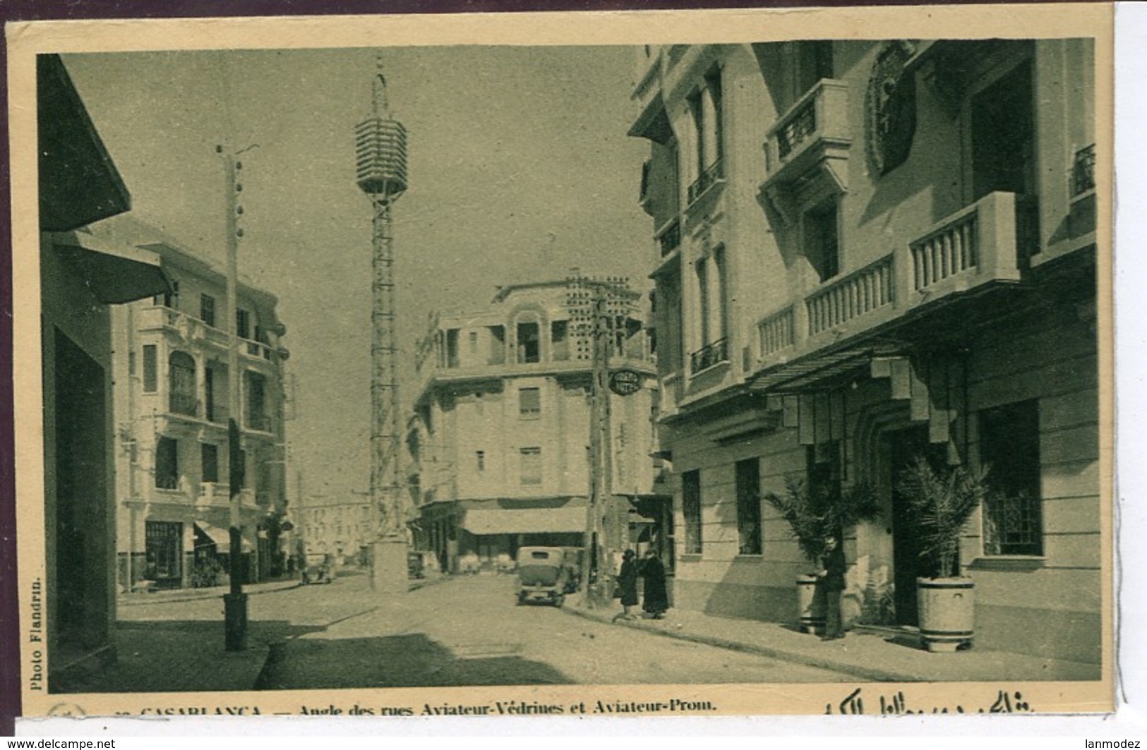 Etg Maroc Casablanca Angle Des Rues Aviateur-Vedrines Et Aviateur Prom Animee 1931 EV BE Sepia - Altri & Non Classificati