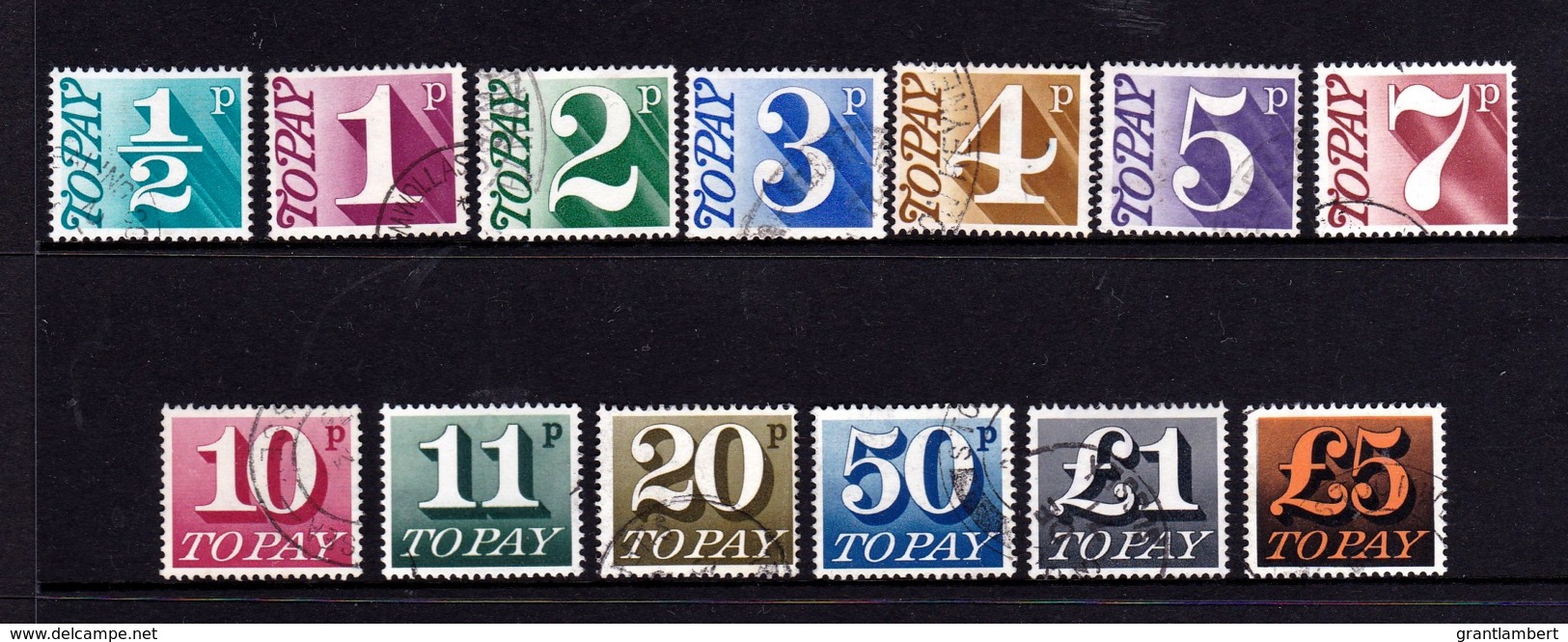 Great Britain 1970 - 1975 Postage Due Stamps Set Of 13 D77-D89 Used - Postage Due