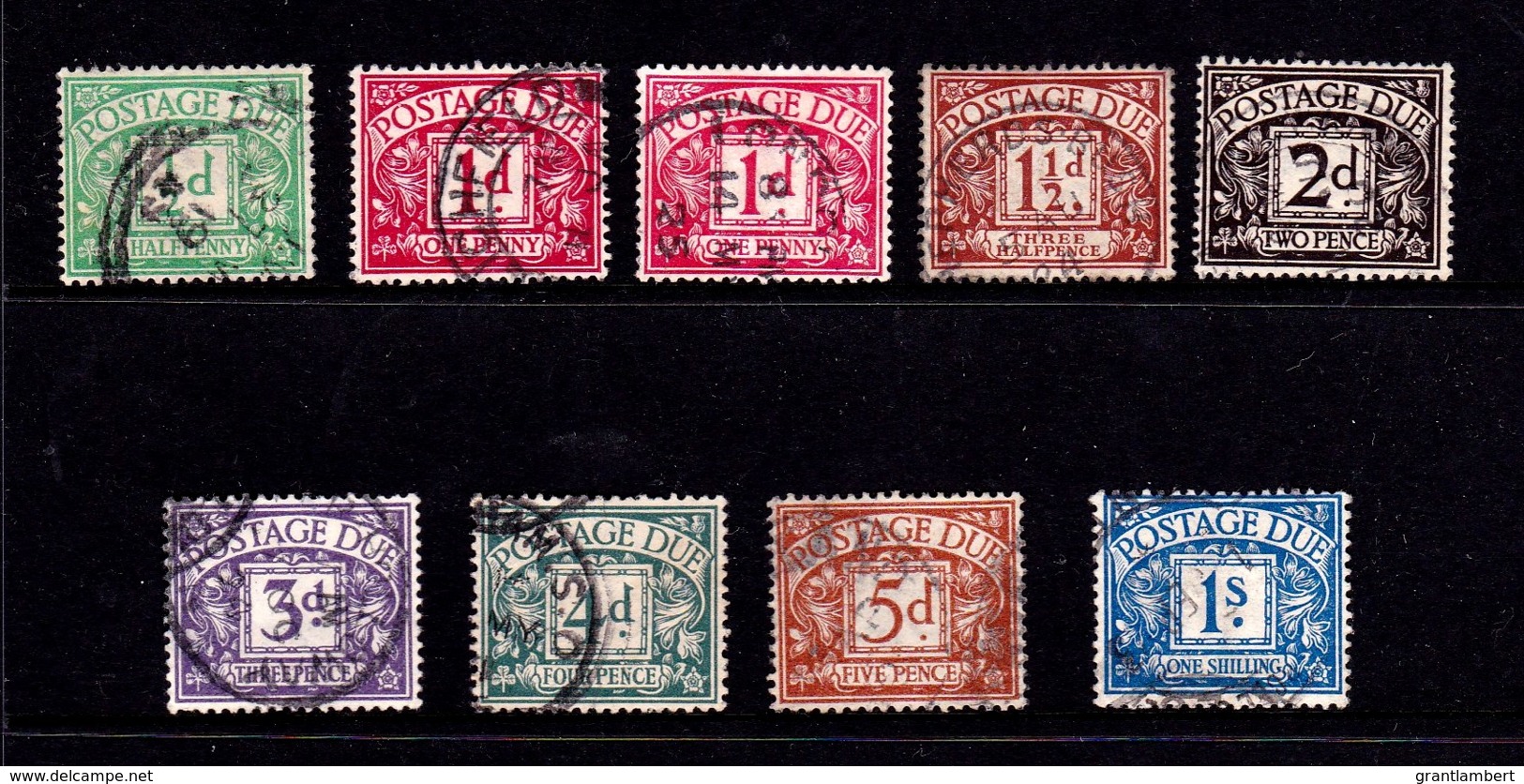 Great Britain 1914 - 1922 Postage Due Stamps Set Of 9,  D1-D8 + D2a Used - Postage Due