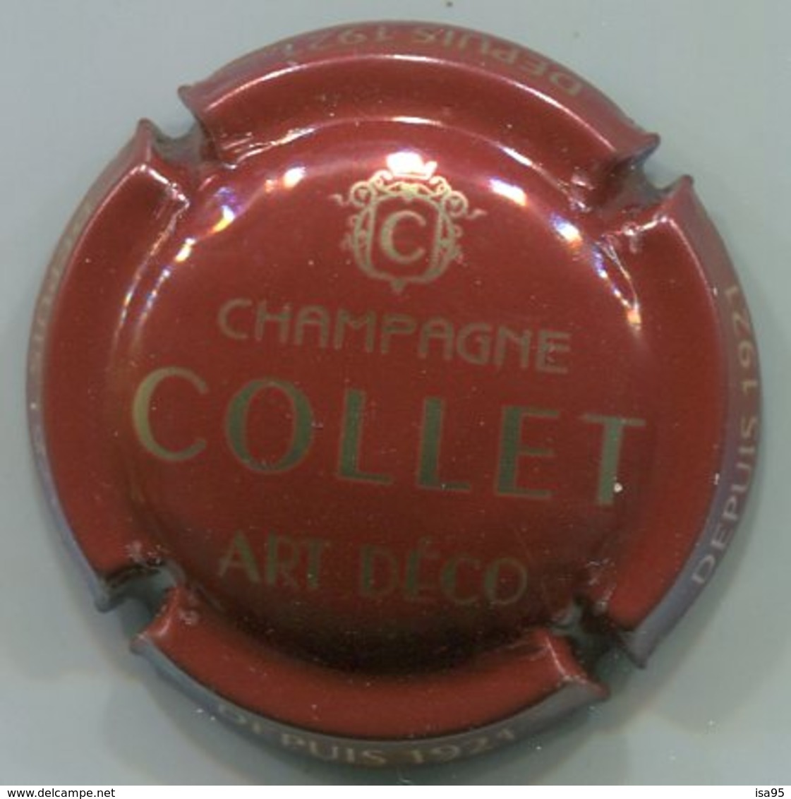 CAPSULE-CHAMPAGNE COLLET N°05d Bordeaux Et Or, ART DECO, Grandes Lettres, Depuis 1921 Sur Contour - Autres & Non Classés