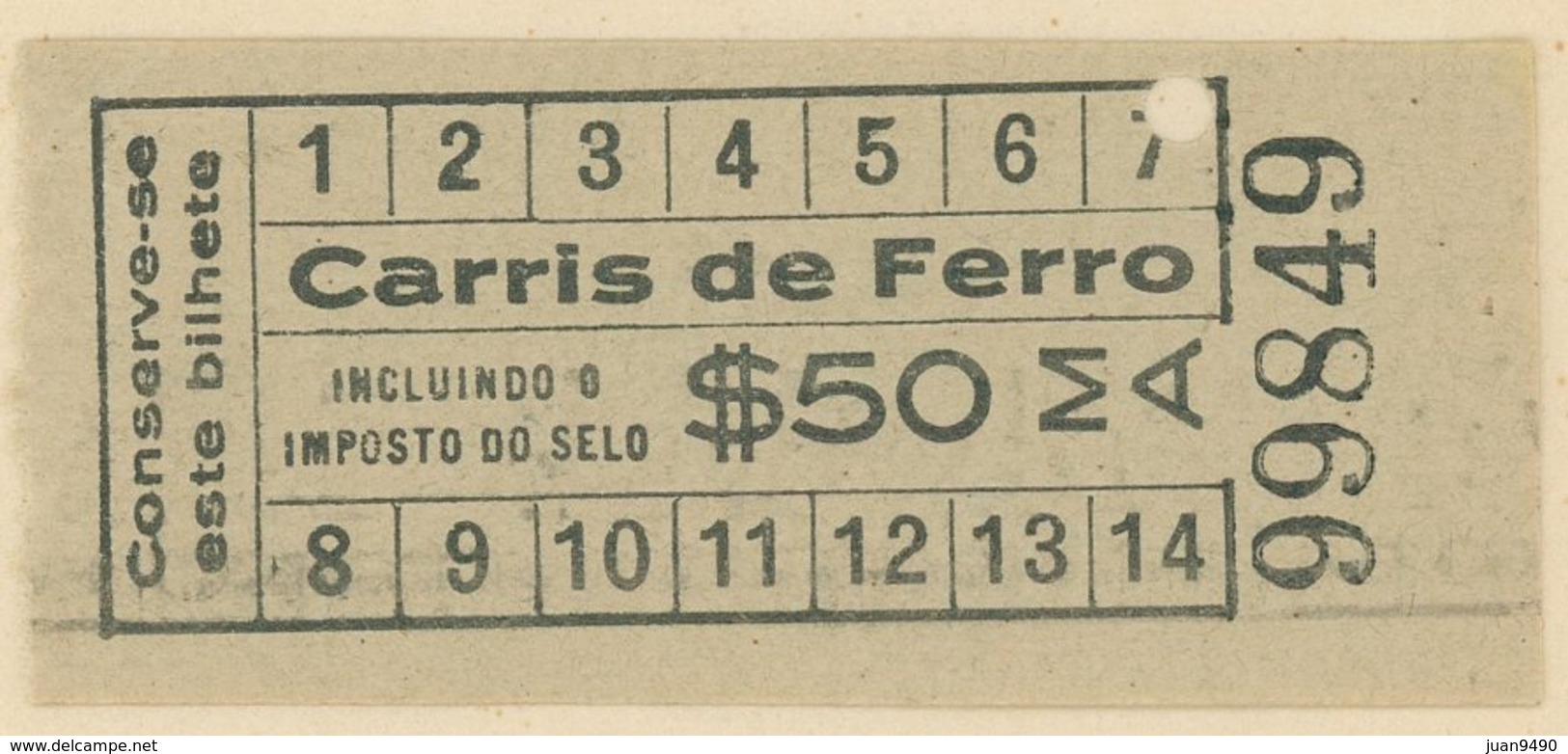 (295b) BILLETE DE TRANVIA (CARRIS DE FERRO) DE LISBOA // 1930 - Europa