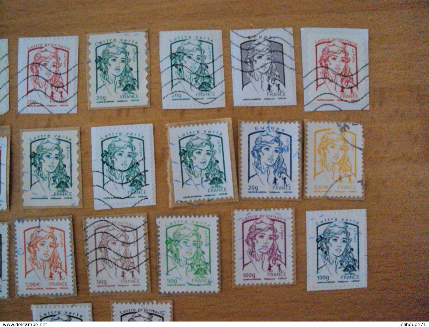 Lot 1 - 23 Timbres "Marianne de Ciappa" oblitérés + 1214 sans phosphore + 1215 avec 2 bandes phosphore visible