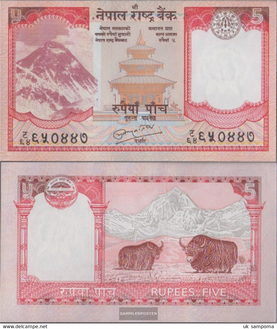 Nepal Pick-number: 60b, Signature 19 Uncirculated 2008 5 Rupees - Nepal