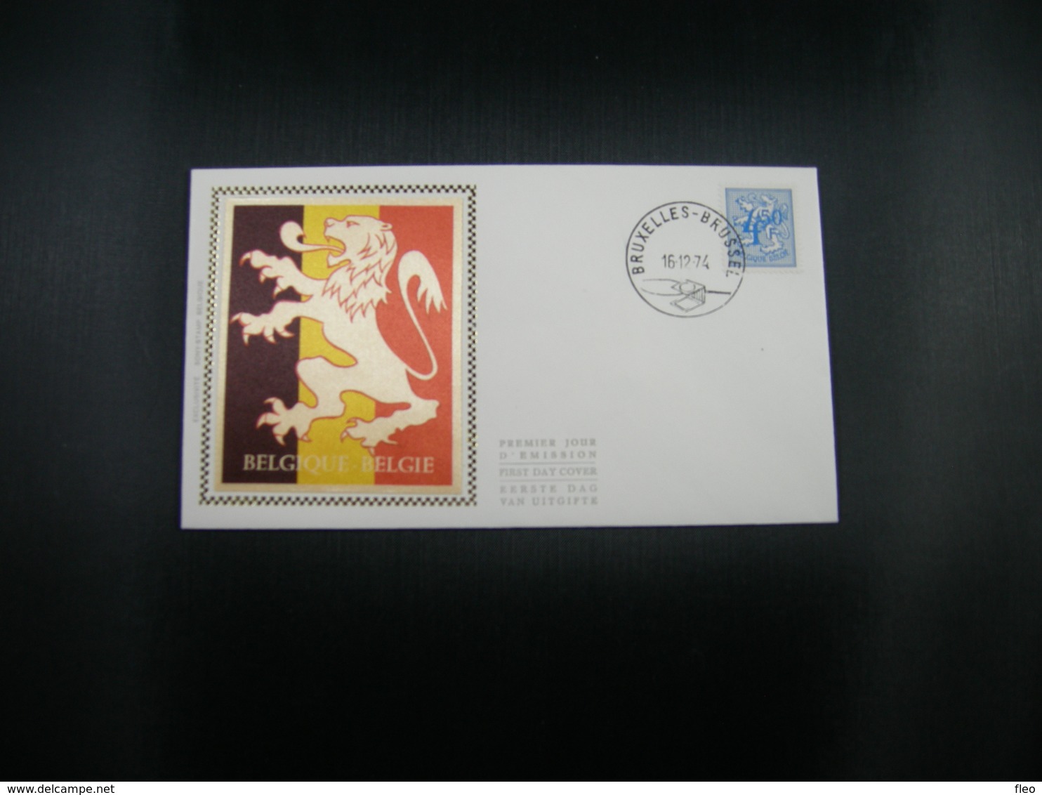 BELG.1974 1745 "Cijfer Op Heraldieke Leeuw/Chiffre Sur Lion Héraldique" FDC Brux/Brus : ZIJDE-SOIE - 1971-1980