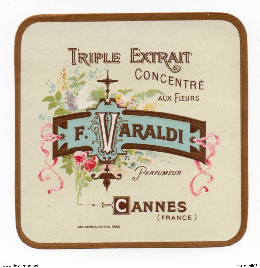 - PARFUMERIE - TRIPLE EXTRAIT CONCENTRÉ AUX FLEURS - F. VARALDI - CANNES - - Etiquettes