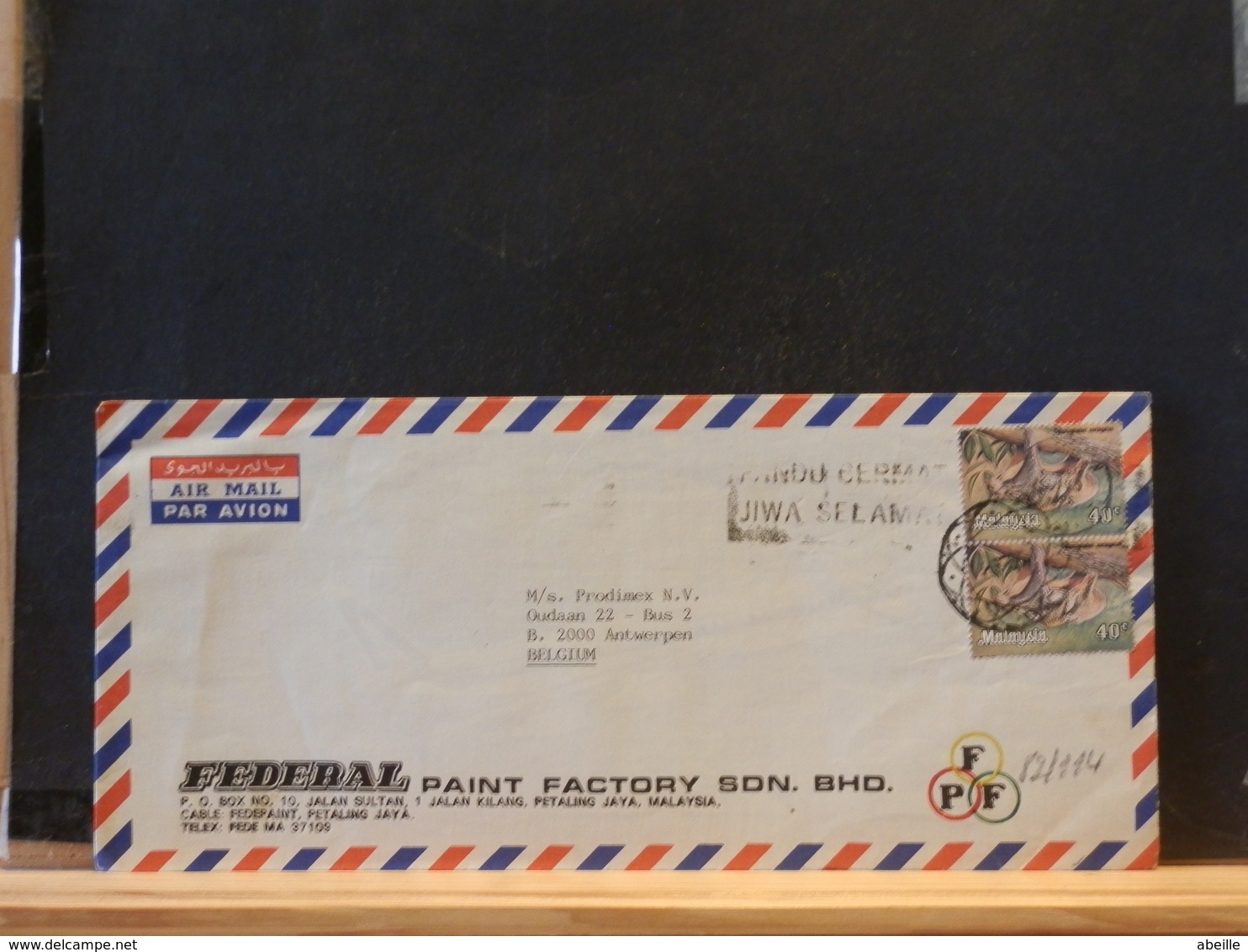 82/114 LETTER TO BELG. - Malaysia (1964-...)