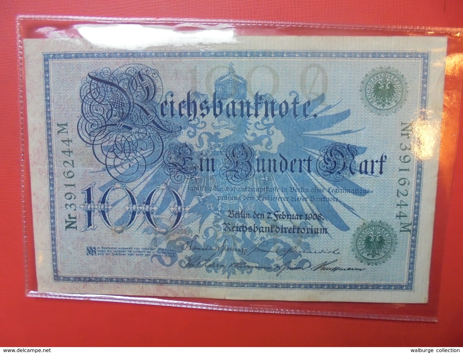 Reichsbanknote 100 MARK 1908 VARIETE N°2 - 100 Mark