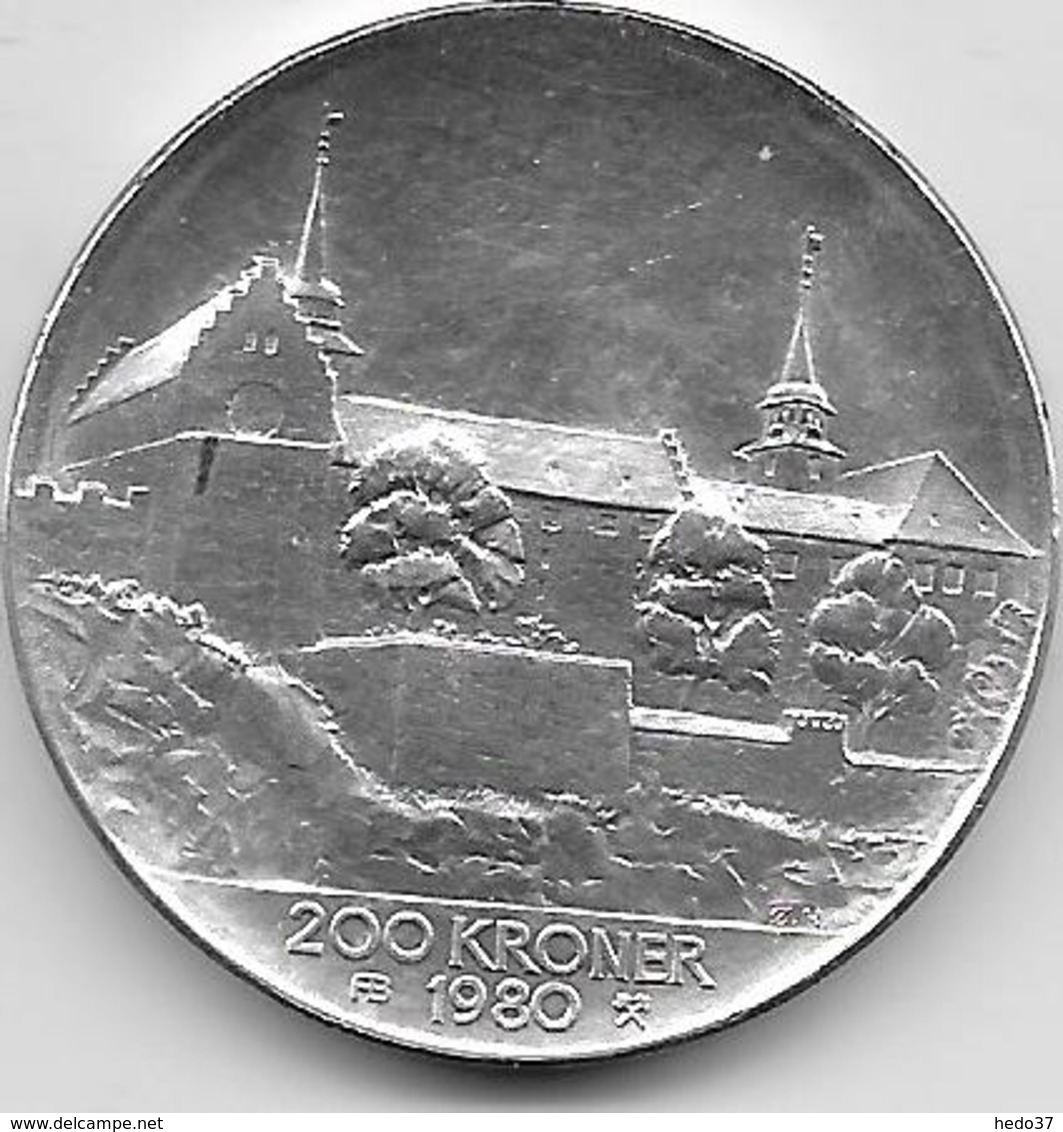 Norvège - 200 Kroner - 1980 - Argent - Norvège