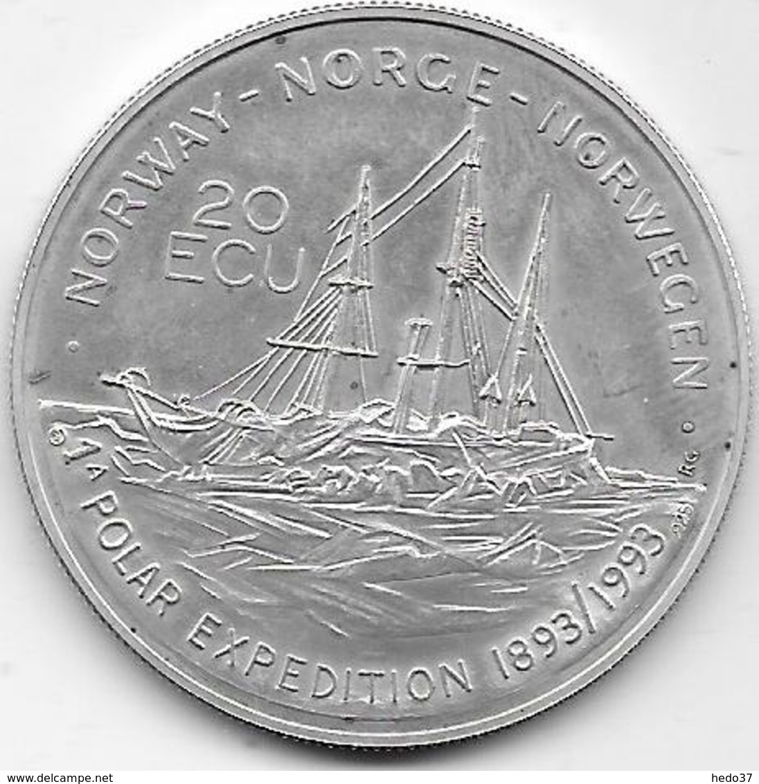 Norvège - 20 Ecus - 1993 - Argent - Norvège