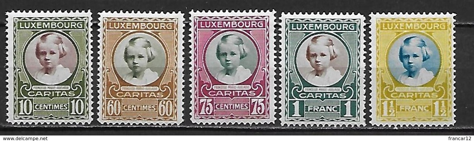 LUXEMBOURG 1928 - Princesse Marie-Adélaïde  - Série Complète **  YT 209 à 213 ** MNH  Côte : 16 Eur - Neufs