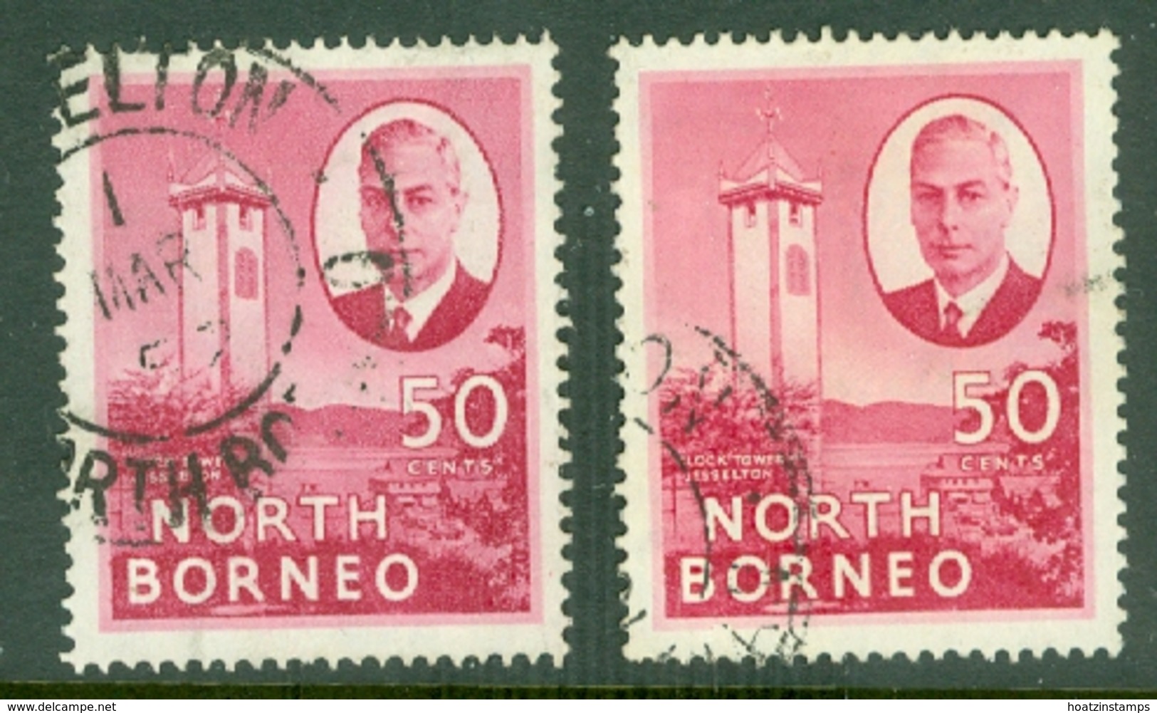 North Borneo: 1950/52   KGVI - Pictorial    SG366 / 366a   50c  ['Jessleton' And 'Jesselton']  Used - Bornéo Du Nord (...-1963)