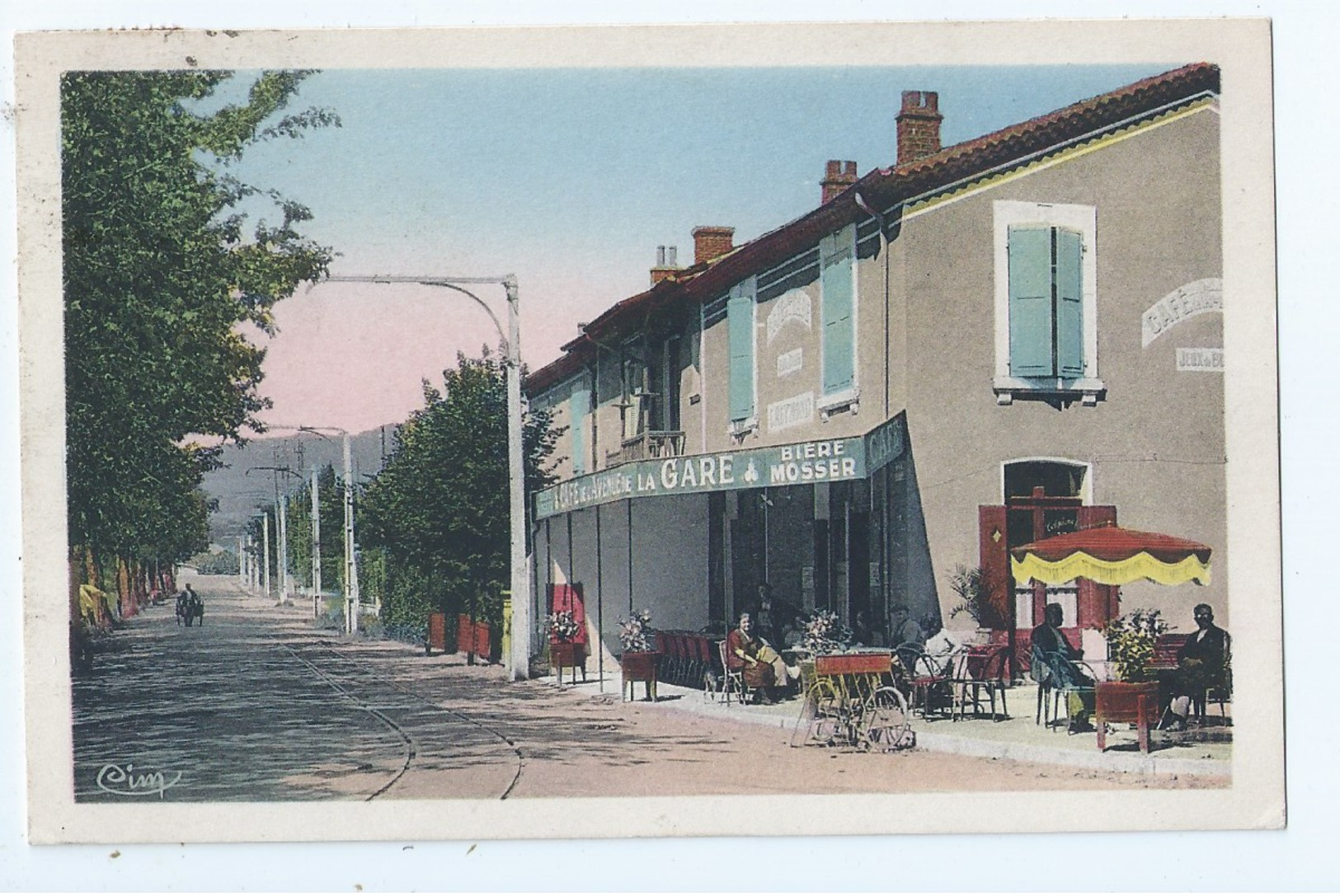 Cpa  -07  - Saint Peray  -   - Avenue De La Gare Cafe   -   - Animation   -  19?? - Saint Péray