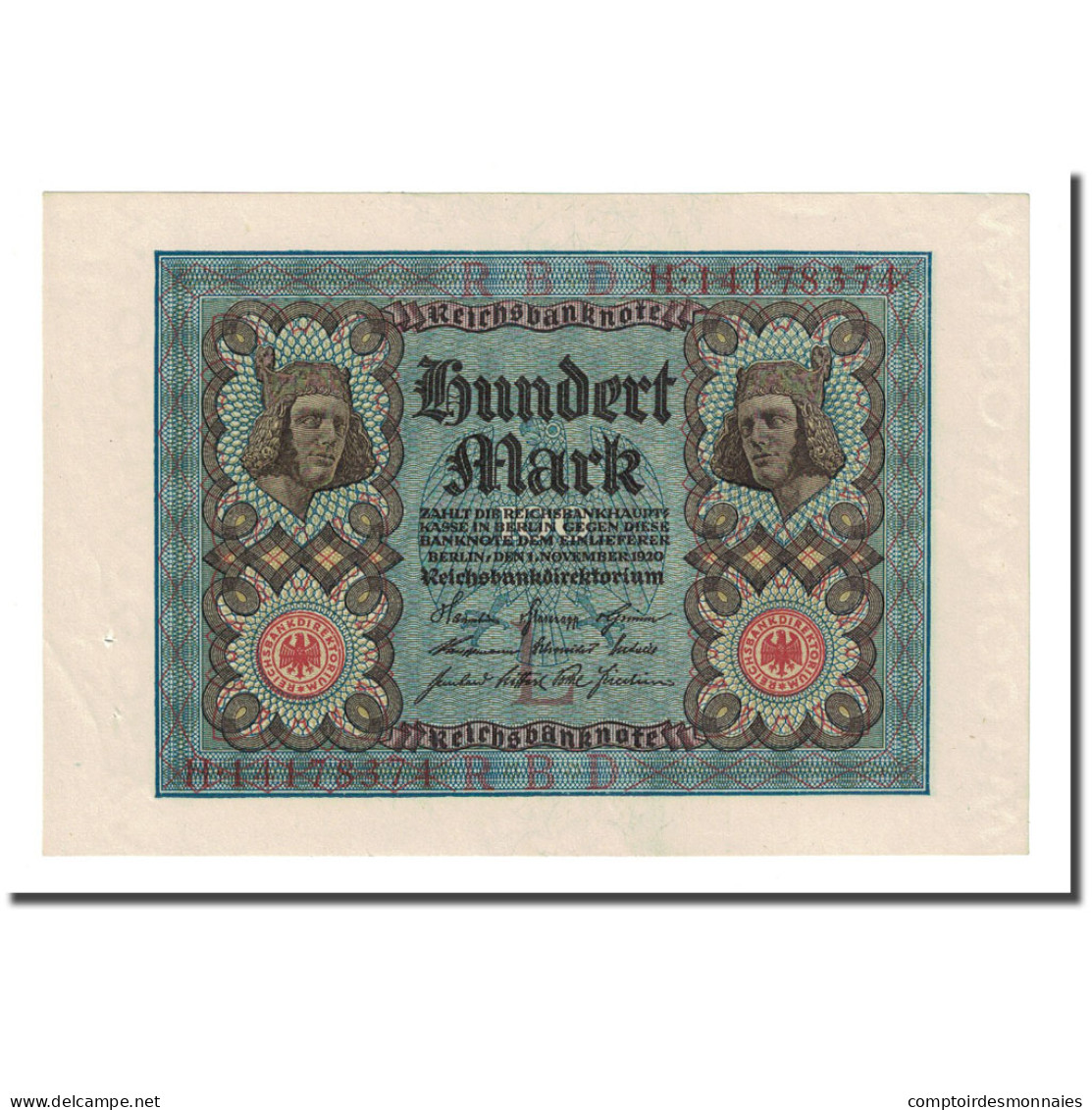 Billet, Allemagne, 100 Mark, 1920-11-01, KM:69b, NEUF - 100 Mark