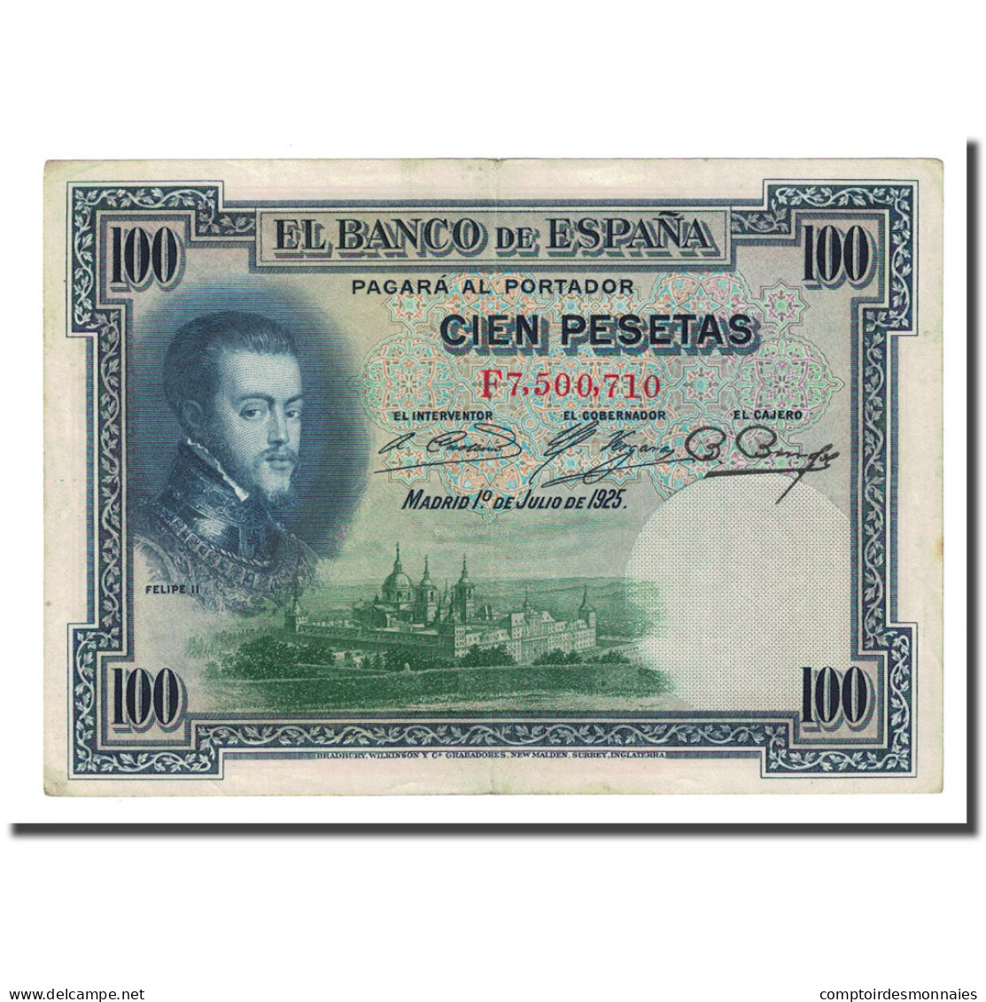 Billet, Espagne, 100 Pesetas, 1925-07-01, KM:69c, TTB - 100 Pesetas