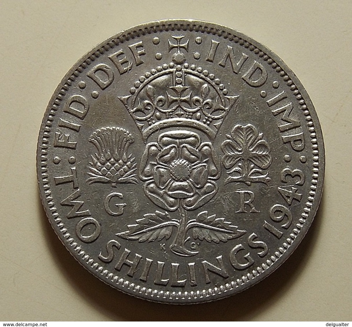 Great Britain 2 Shillings 1943 Silver - J. 1 Florin / 2 Schillings