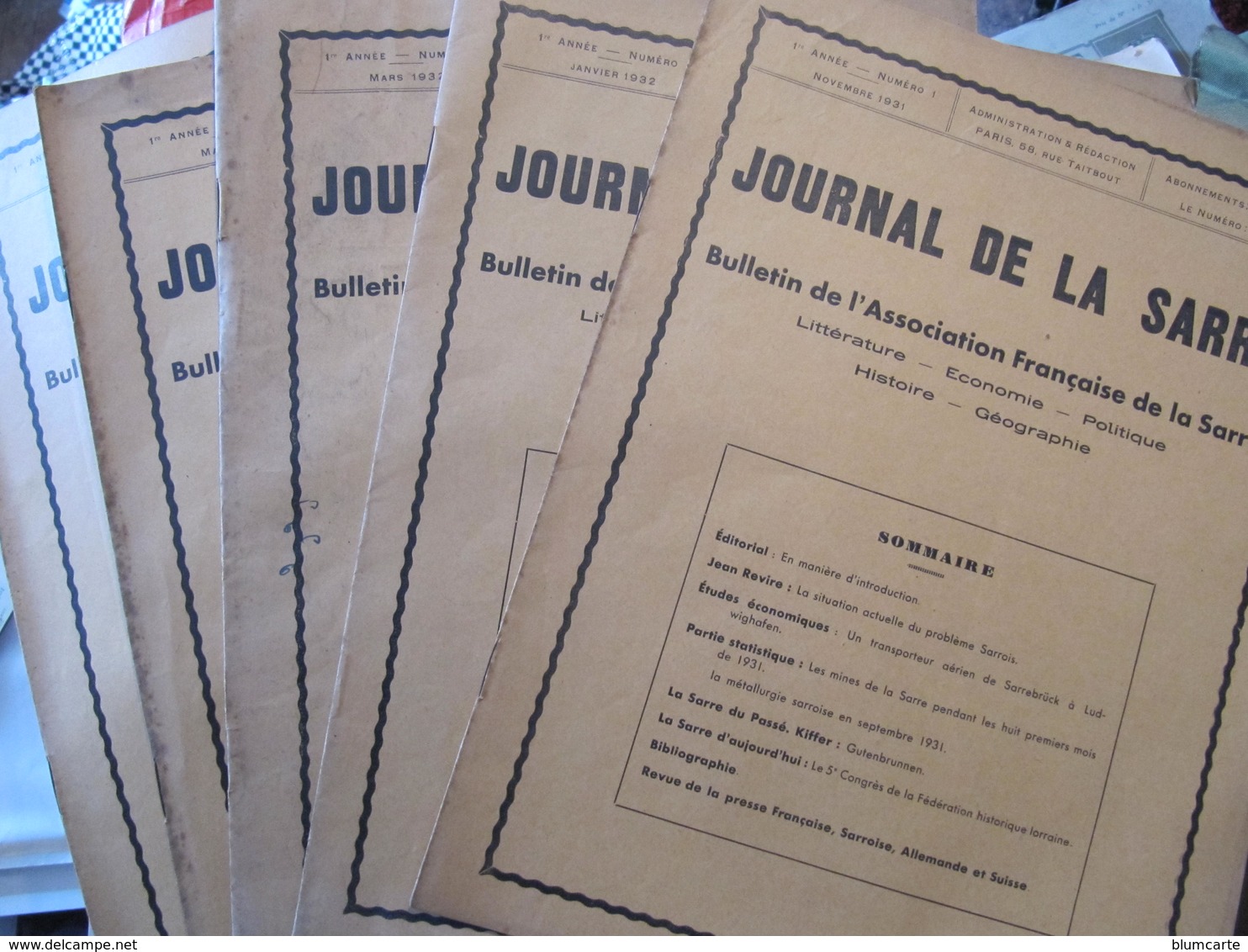 Les 5 Premiers Numéros Du JOURNAL DE LA SARRE - 1931 - 1932 - ASSOCIATION FRANCAISE DE LA SARRE - Autres & Non Classés