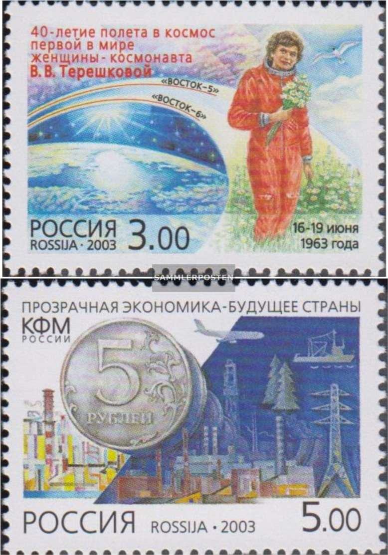 Russland 1088,1095 (completa Edizione) MNH 2003 Space Flight Un Donna, Geldwäsche - Ungebraucht