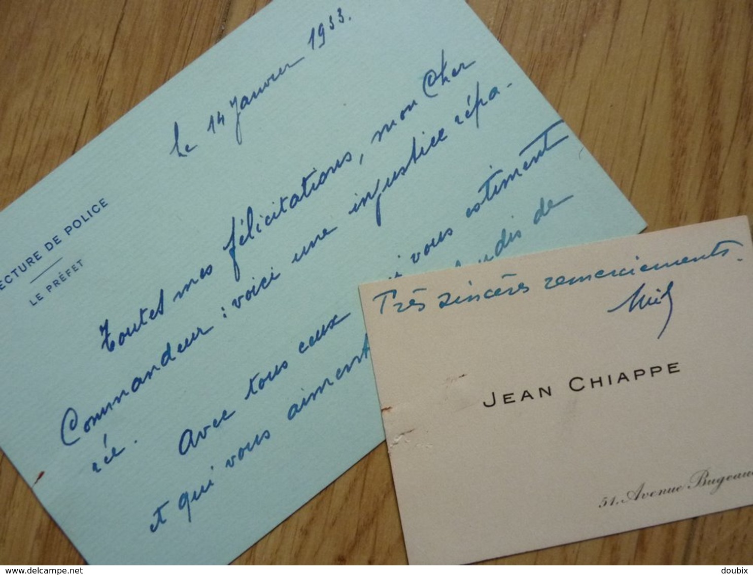 Jean CHIAPPE (1878-1940) - PREFET De PARIS De 1927 à 1934 - AUTOGRAPHE - Other & Unclassified