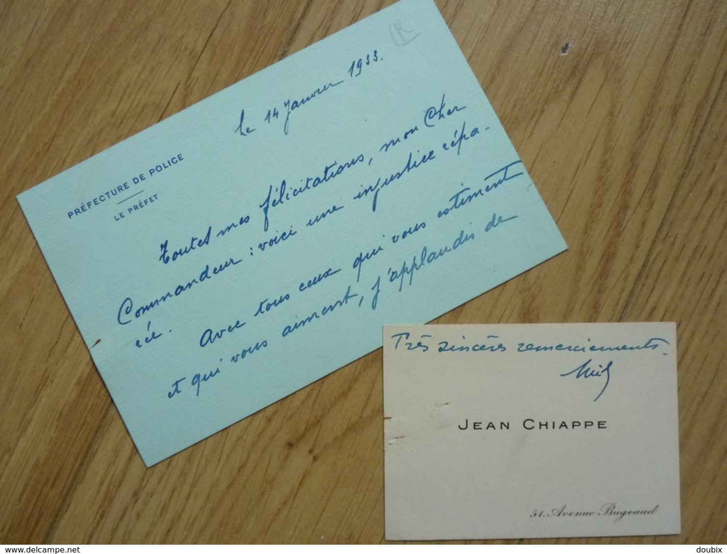 Jean CHIAPPE (1878-1940) - PREFET De PARIS De 1927 à 1934 - AUTOGRAPHE - Other & Unclassified