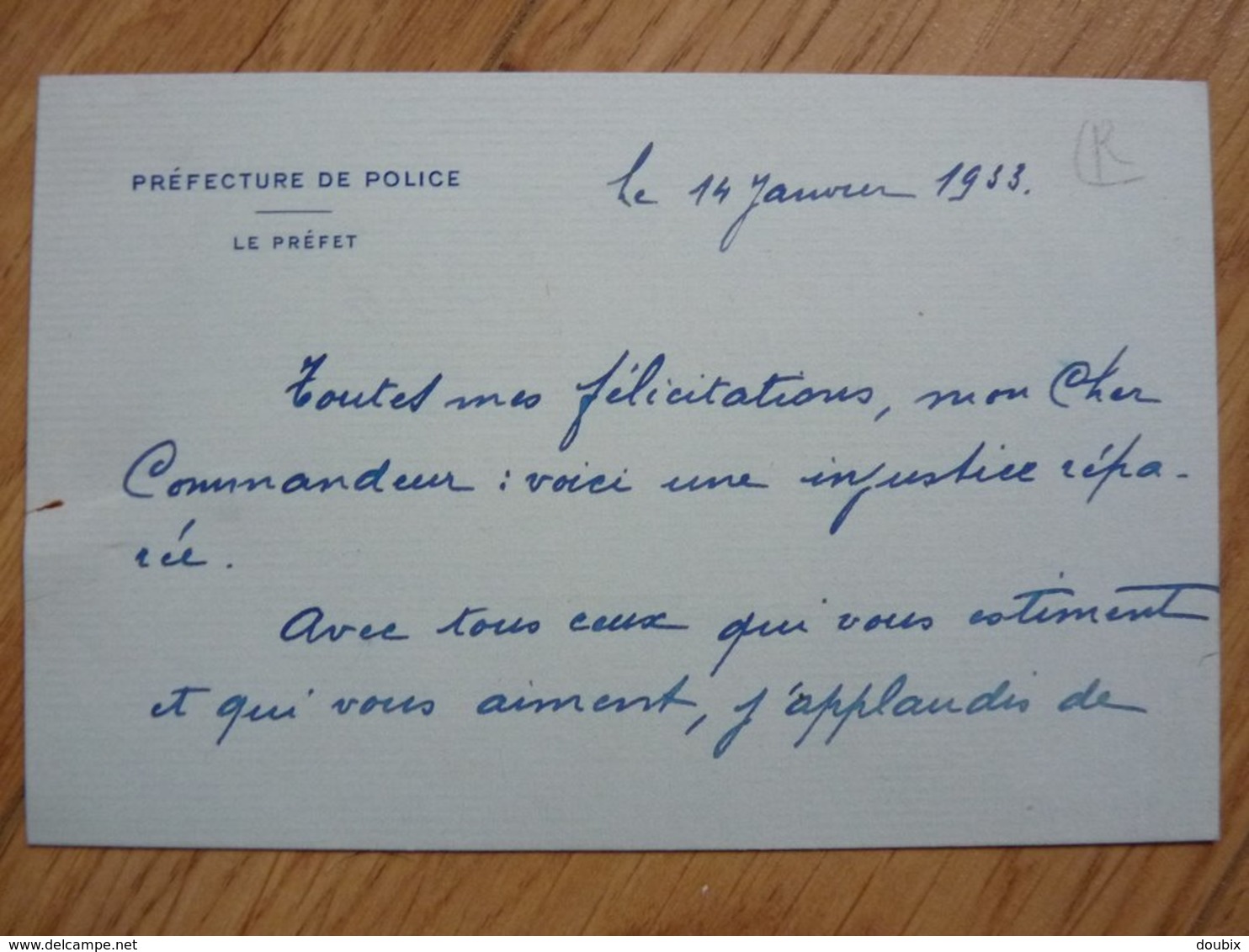 Jean CHIAPPE (1878-1940) - PREFET De PARIS De 1927 à 1934 - AUTOGRAPHE - Altri & Non Classificati