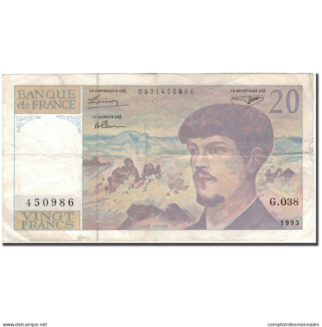 France, 20 Francs, 20 F 1980-1997 ''Debussy'', 1993, TB+, Fayette:66 Bis.4 - 20 F 1980-1997 ''Debussy''