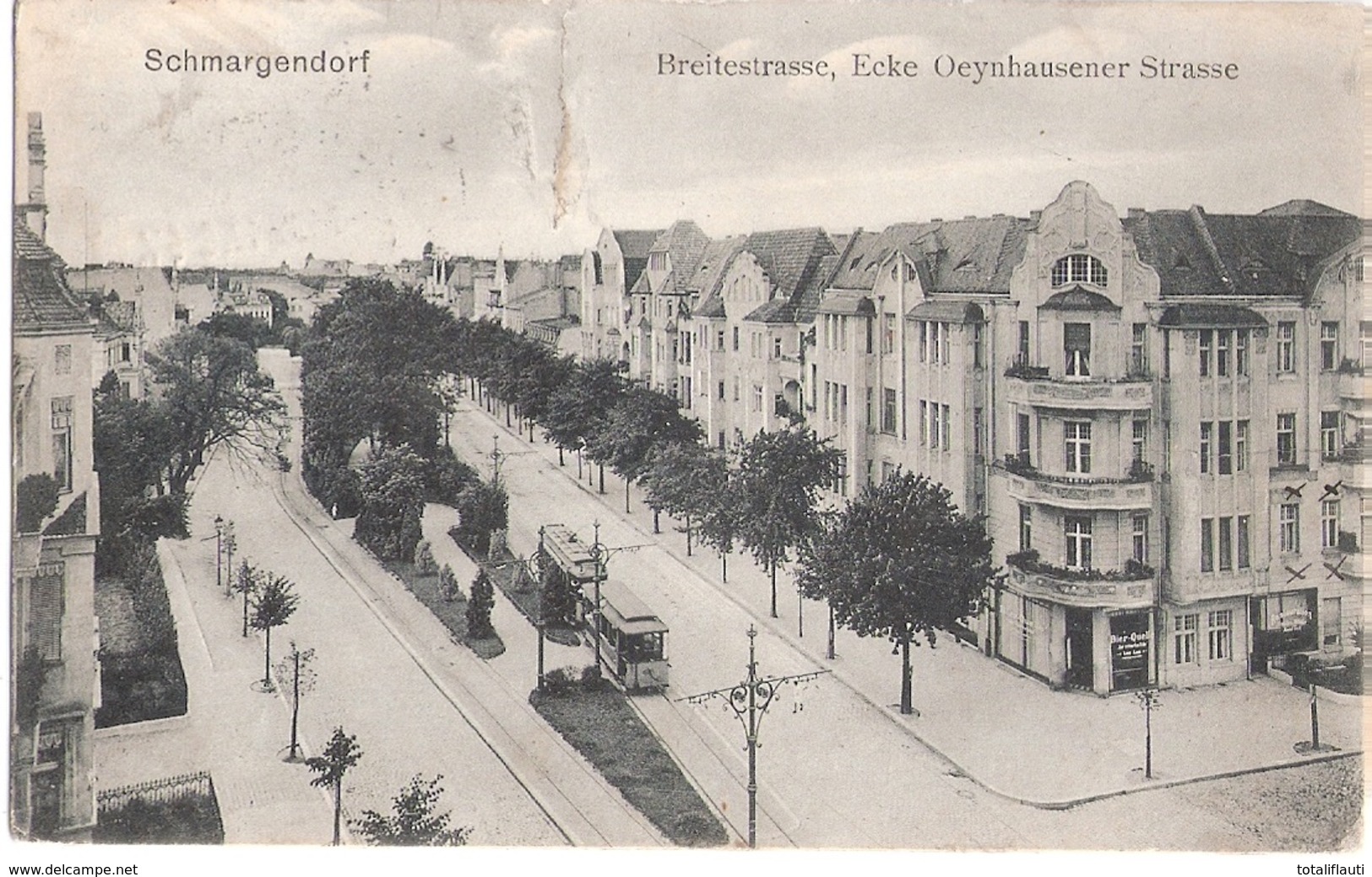 SCHMARGENDORF Berlin Breitestrasse Ecke Oeynhausener Strasse Strassenbahn Tram Vogelschau 23.8.1910 Gelaufen - Schmargendorf