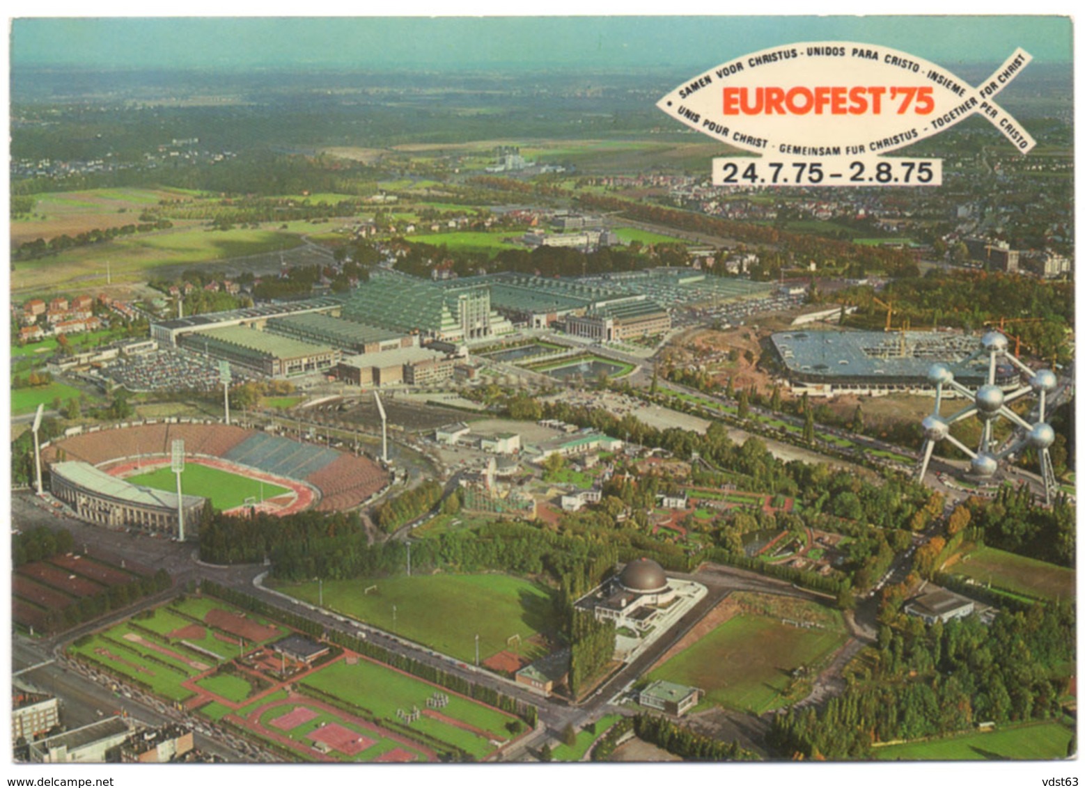 Bruxelles Brussel 1975 STADE FOOTBALL HEYSEL Atomium Palais Centenaire Vue Aérienne Aerial Vew - Brussels Soccer Stadium - Football