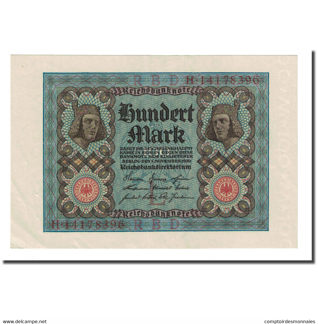 Billet, Allemagne, 100 Mark, 1920-11-01, KM:69b, SUP - 100 Mark