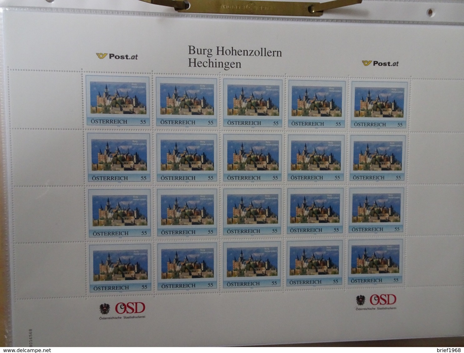 Österreich Personalierte Marken Burg Hohemzollern Bogen 20 Stück Postfrisch (7002) - Personalisierte Briefmarken