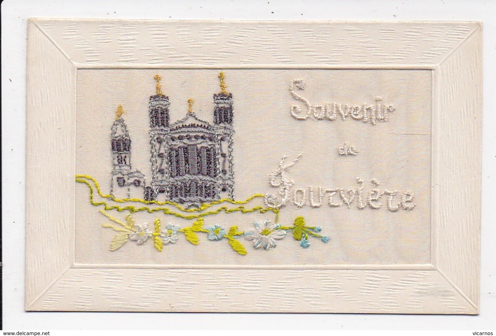 CPA BRODEE 69 LYON Souvenir De Fourviere - Brodées