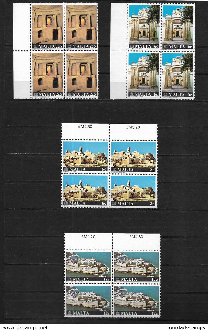 Malta 1980 Restoration, Complete Set In Marginal MNH Blocks Of Four (7489) - Malta