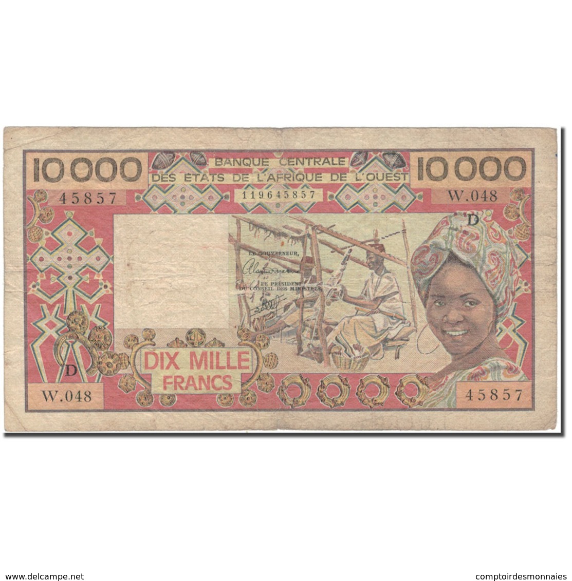 Billet, West African States, 10,000 Francs, KM:408Dg, TB - États D'Afrique De L'Ouest