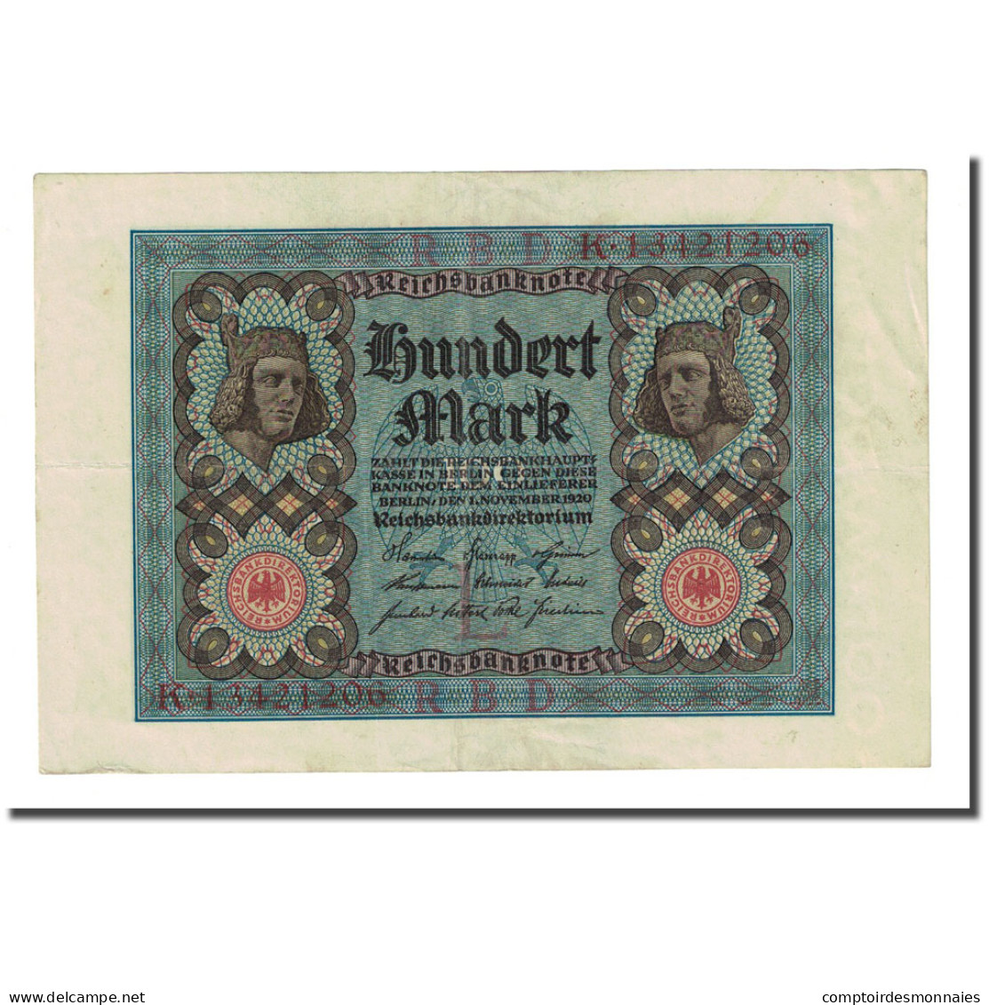 Billet, Allemagne, 100 Mark, 1920-11-01, KM:69b, SPL - 100 Mark