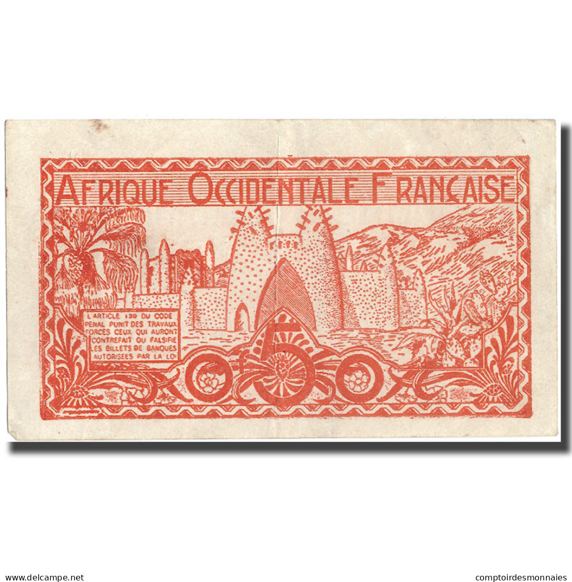 Billet, French West Africa, 0.50 Franc, Undated (1944), KM:33a, TTB - West African States