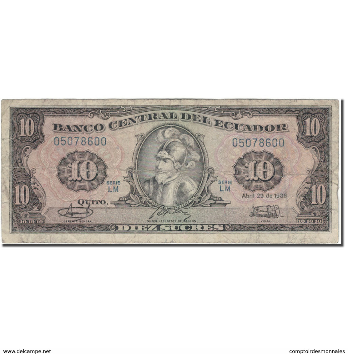 Billet, Équateur, 10 Sucres, 1986-04-29, KM:121, B - Equateur