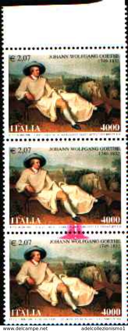 90596) ITALIA-250º Ann. Della Nascita Di Johann W. Goethe - 28 Agosto 1999 -MNH**VARIETà TAGLIO CHIRURGICO - Oficiales