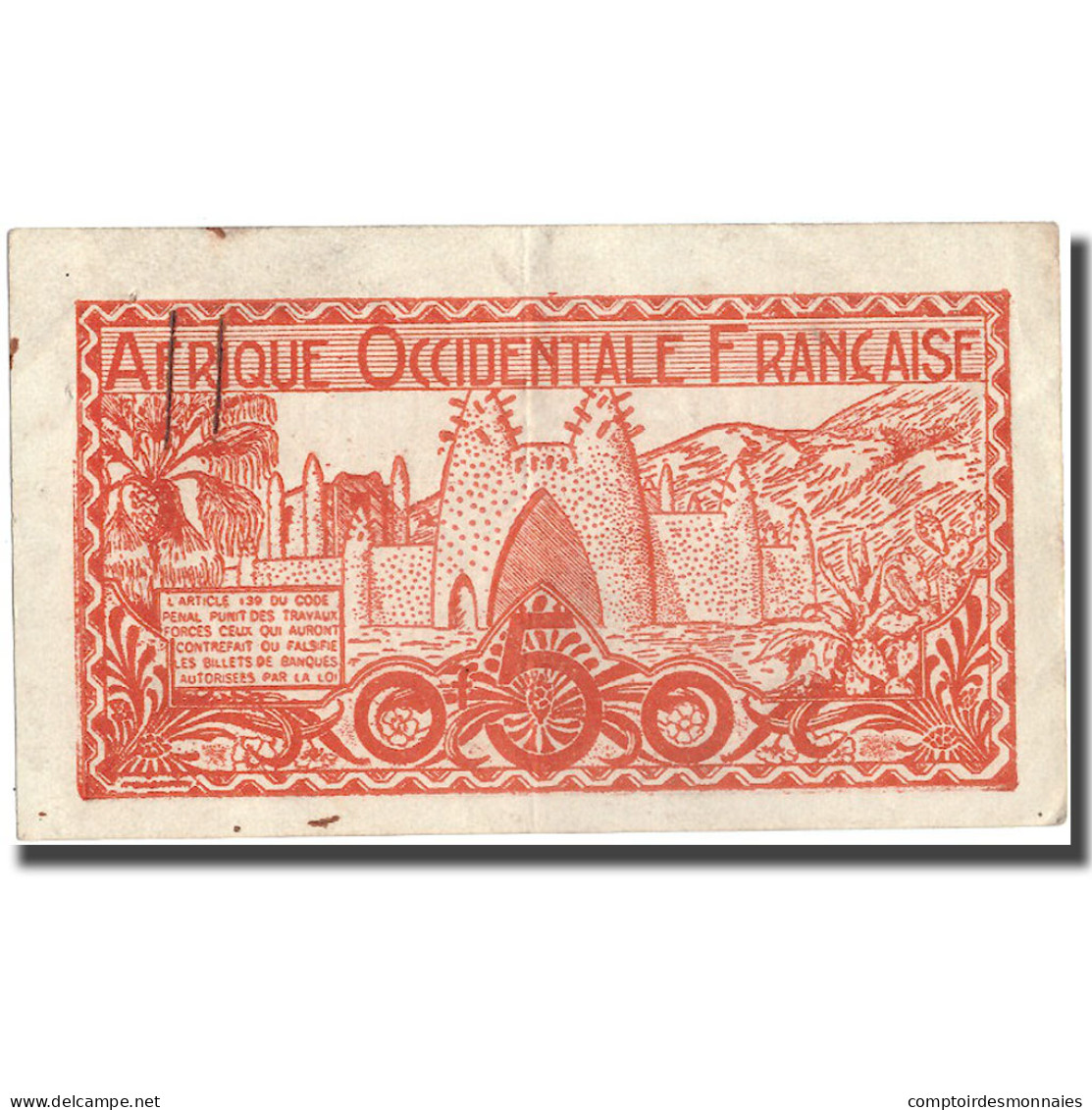 Billet, French West Africa, 0.50 Franc, Undated (1944), KM:33a, TB+ - West African States