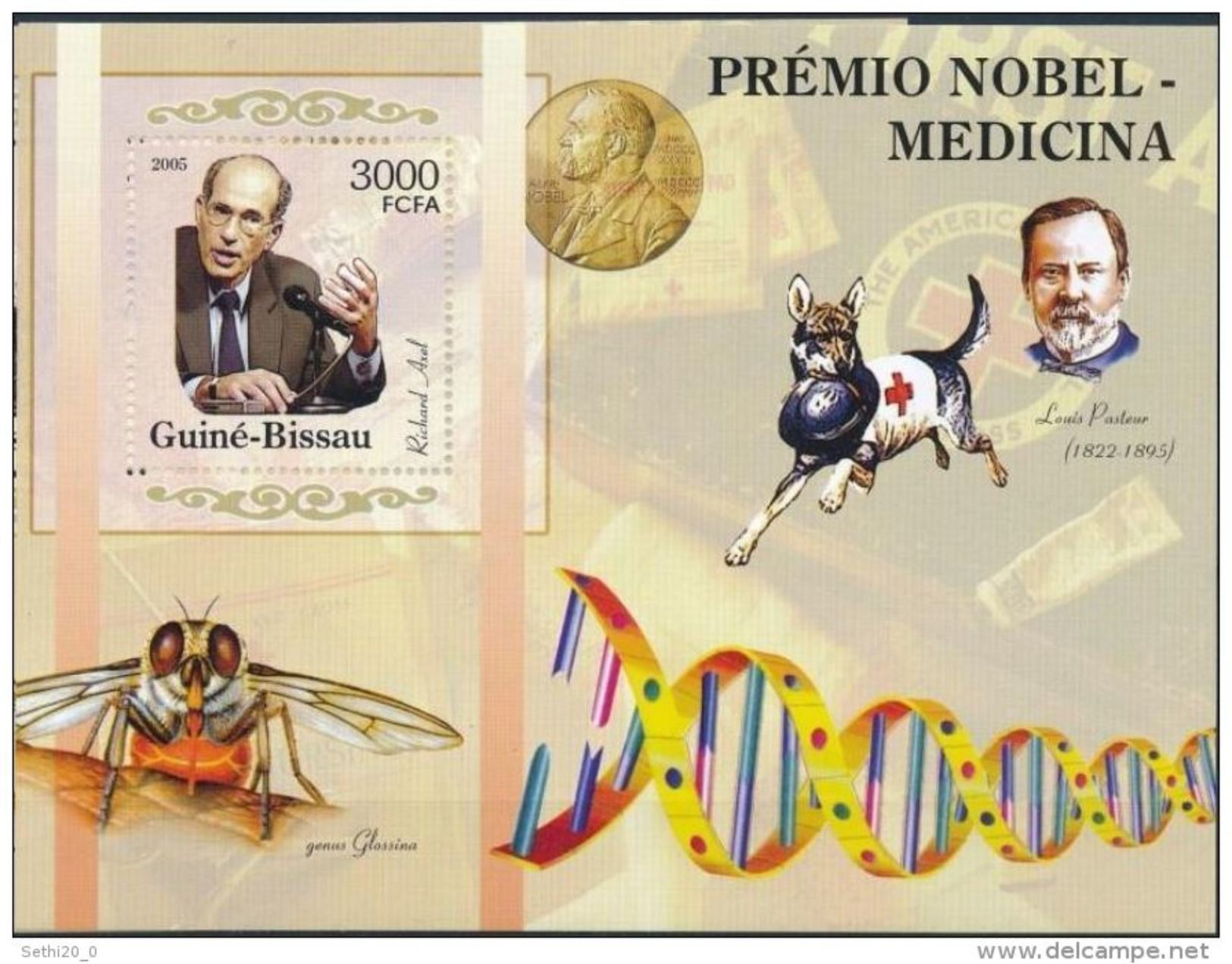 Guinée Bissau 2006 Nobel Red Cross Croix Rouge Richard AXEL Dog Chien Louis PASTEUR MNH - Nobel Prize Laureates