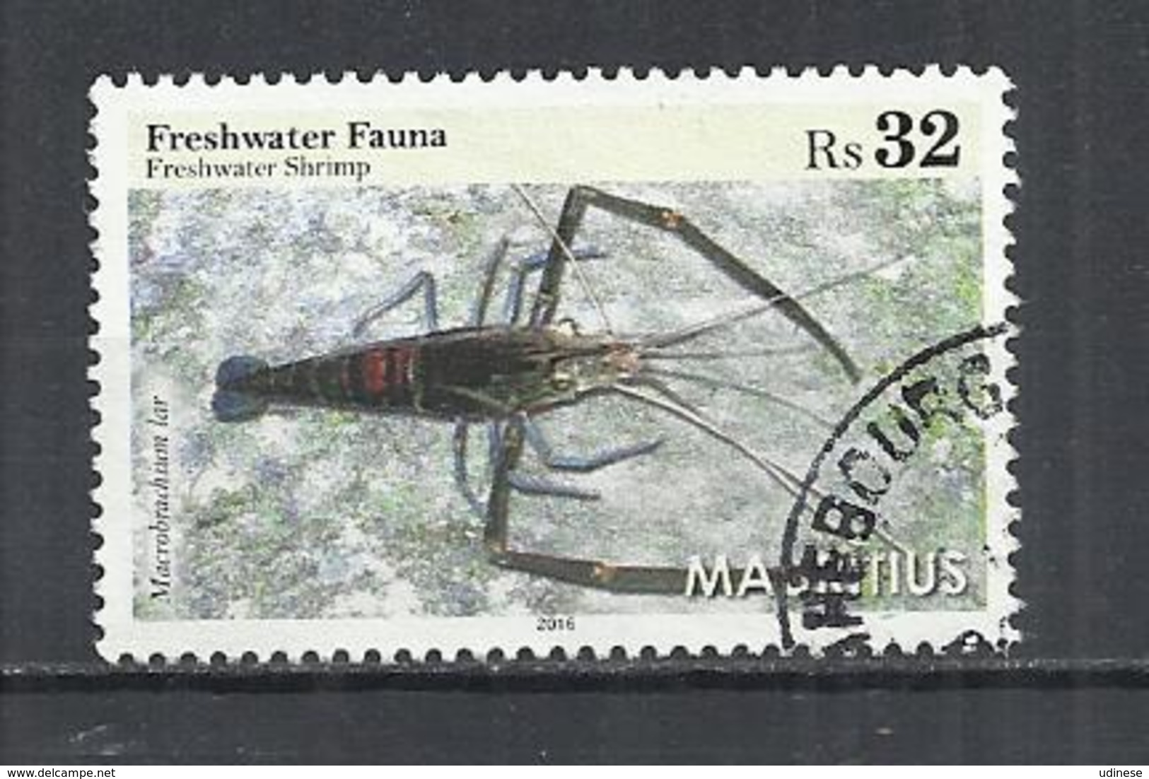 MAURITIUS 2016 - FRESHWATER SHRUMP - POSTALLY USED OBLITERE GESTEMPELT USADO - Mauritius (1968-...)