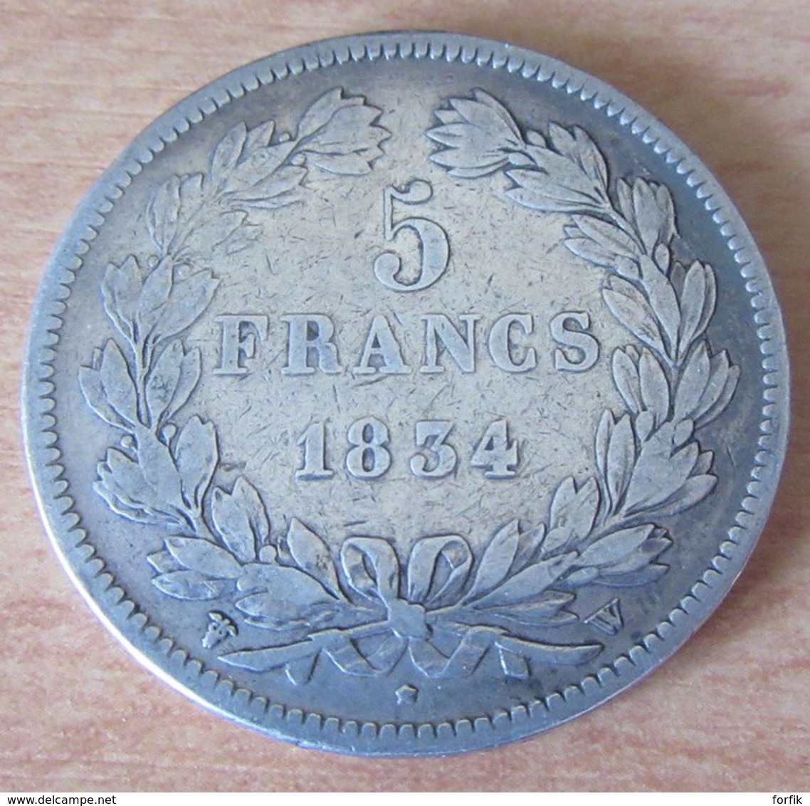 France - Monnaie 5 Francs Louis Philippe 1834 W En Argent - Achat Immédiat - Autres & Non Classés