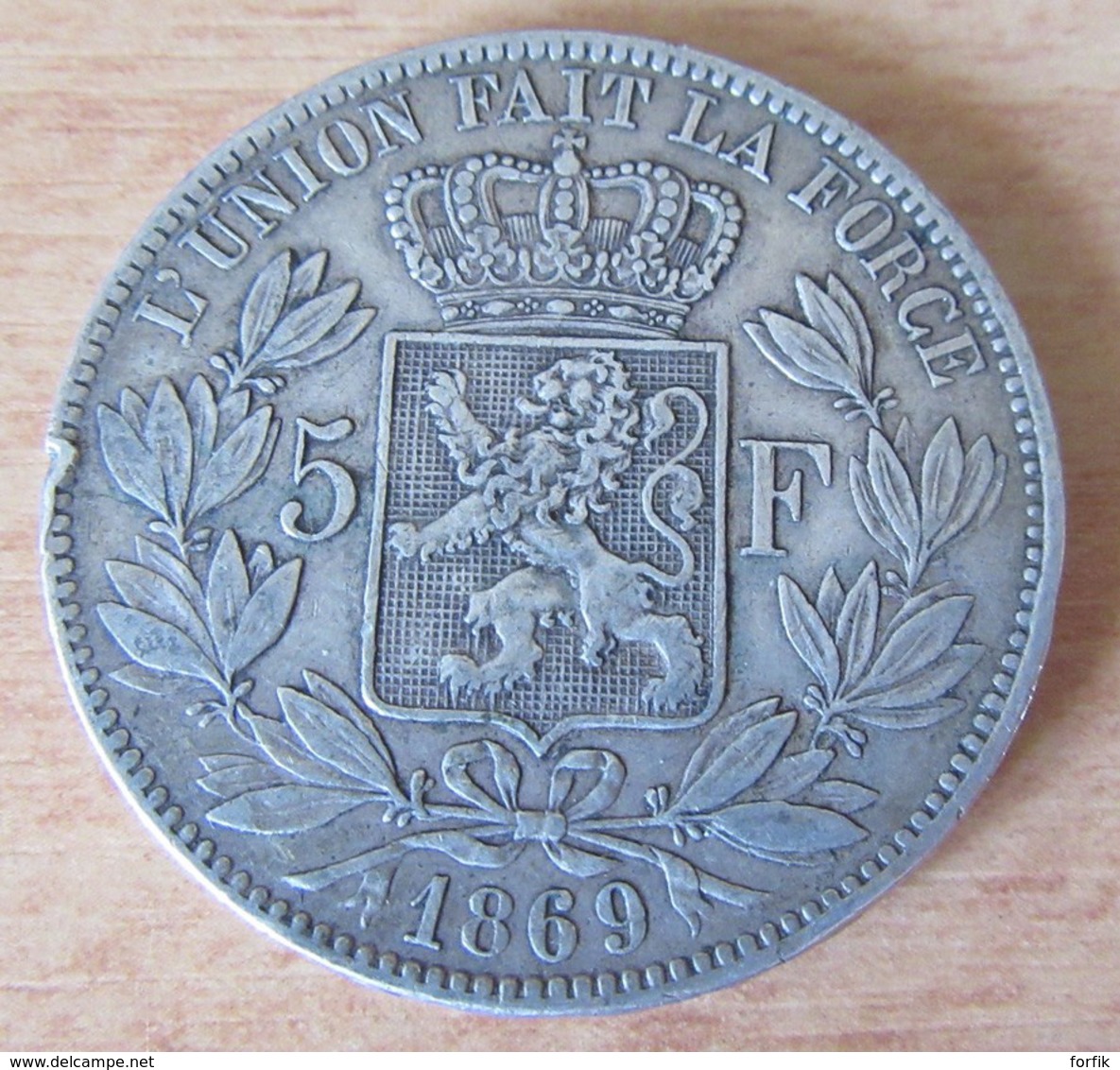 Belgique - Monnaie 5 Francs Léolpold II 1869 En Argent - Achat Immédiat - 5 Francs