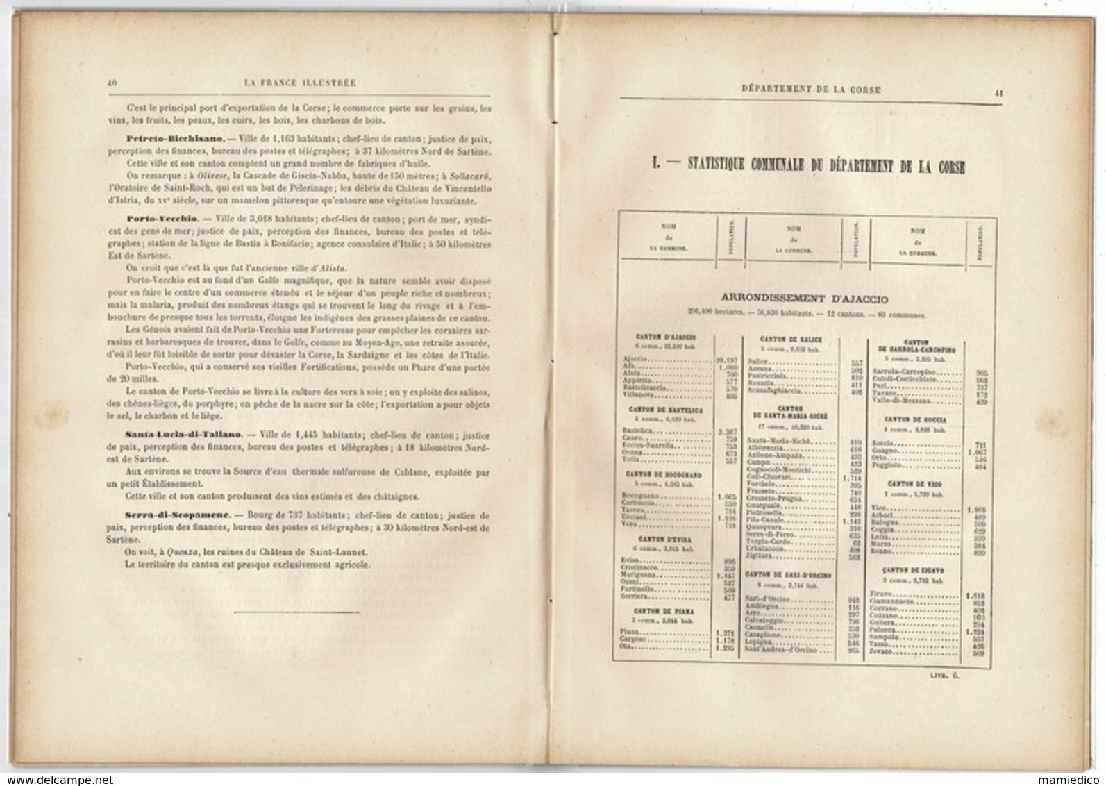 1897 Tout sur le département de la CORSE 48 pages dont Gravures et carte géo La France illustrée par Y.A. Malte-Brun